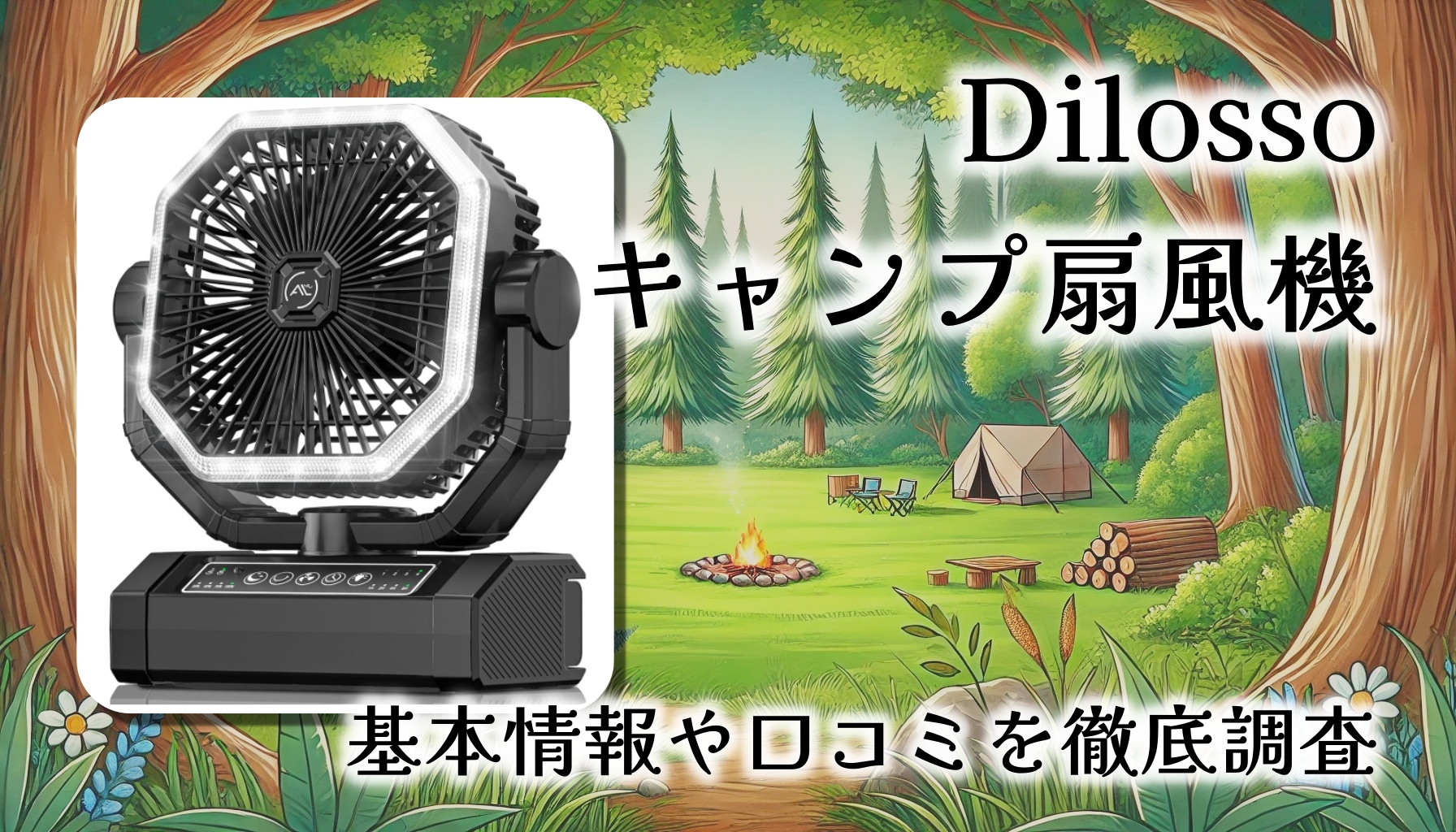 【口コミレビュー】Dilosso キャンプ扇風機：20000mAh大容量と静音設計で真夏のアウトドアが快適に