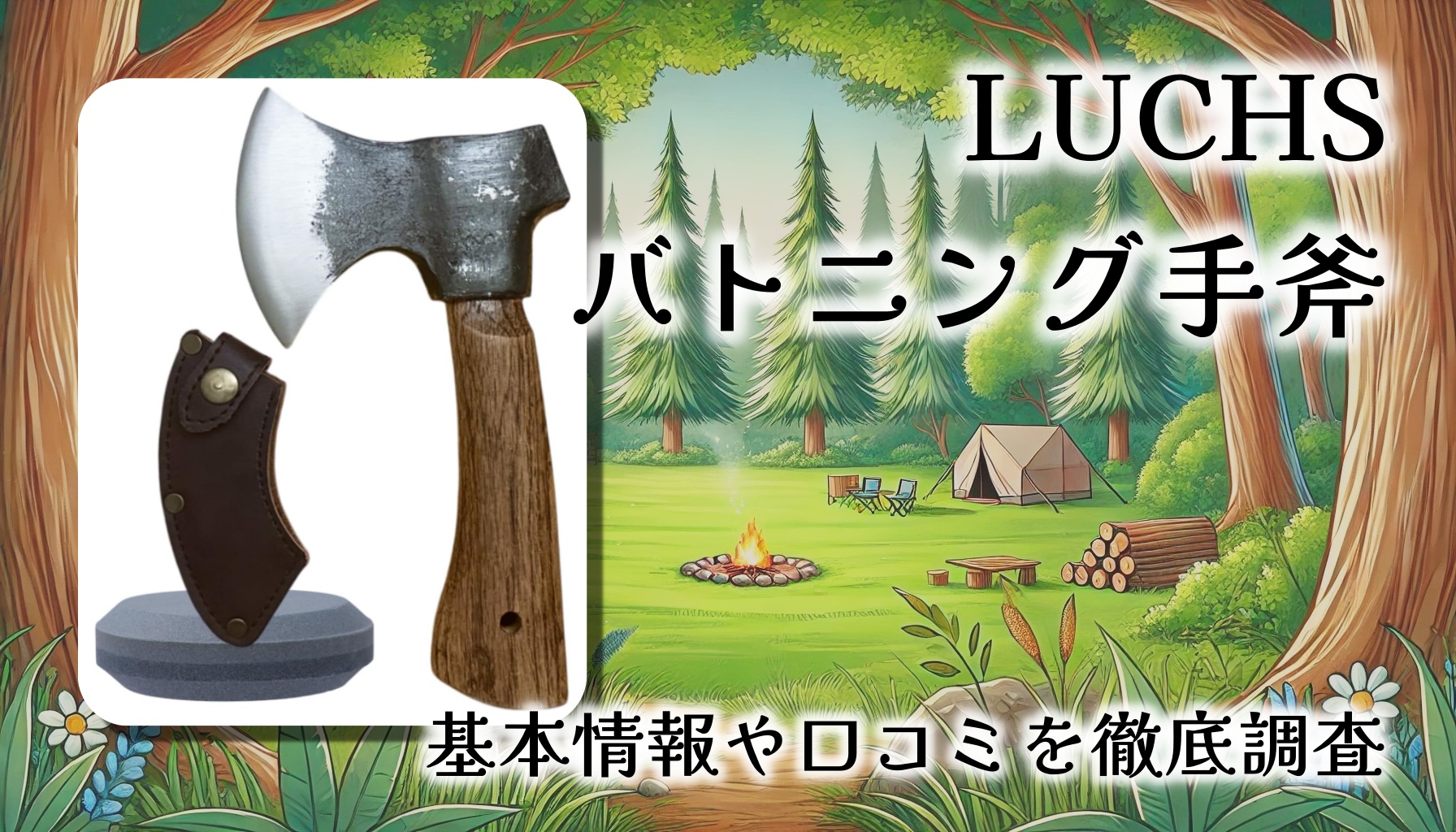 【レビュー】LUCHS バトニング手斧｜全長22cm・580gで“叩いて割る”に特化したミニハチェットの実力とは？